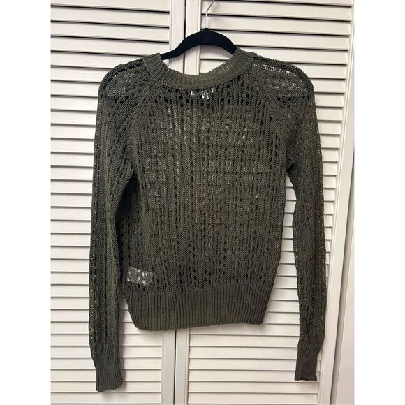 Equipment Femme Green Crochet Crewneck Sweater, Sz XS - Picture 7 of 7